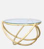 Coastal Rattan Coffee Table in Natural Finish With Glass