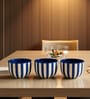 Coastal Stripes Ceramic Bowl Set of 3(320ml Each)