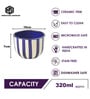 Coastal Stripes Ceramic Bowl Set of 3(320ml Each)