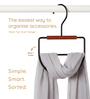 Coated Metal Tie and Scarf Hanger with Rotating Hook, Space-Saving Design