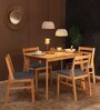 Cobain Solid Wood 4 Seater Dining Table Set In Natural Finish