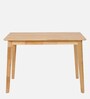 Cobain Solid Wood 4 Seater Dining Table Set In Natural Finish