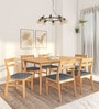 Cobain Solid Wood 6 Seater Dining Set In Natural Finish
