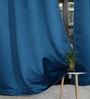 Cobalt Blue Polyester Solid 7ft Blackout Eyelet Door Curtain