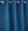 Cobalt Blue Polyester Solid 7ft Blackout Eyelet Door Curtain