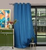 Cobalt Blue Polyester Solid 7ft Blackout Eyelet Door Curtain