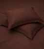 Cocoa Brown Solid 300 TC Pure Cotton King Fitted Bedsheet with 2 Pillow Covers