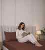 Cocoa Brown Stripe 300 TC Pure Cotton King Fitted Bedsheet with 2 Pillow Covers