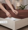 Cocoa Brown Stripe 300 TC Pure Cotton King Fitted Bedsheet with 2 Pillow Covers