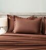 Brown 400TC 100% Cotton Solid Flat Super King Bedsheet With 2 Pillow Covers