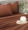 Brown 400TC 100% Cotton Solid Flat Super King Bedsheet With 2 Pillow Covers