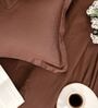 Brown 400TC 100% Cotton Solid Flat Super King Bedsheet With 2 Pillow Covers