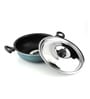 Flat Base 26cm Dia Non- Stick Green & Black Aluminium Kadhai with Lid