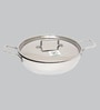 New Triply 2 Ltrs Induction Friendly Silver Stainless Steel Kadhai with Lid
