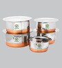 Copper Base Induction Friendly Silver Stainless Steel (Set of 5) Cooking Pot with Lid