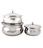 Jamuna Induction Friendly Silver Aluminium (Set of 3) Cooking Pot with Lid