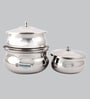 Jamuna Induction Friendly Silver Aluminium (Set of 3) Cooking Pot with Lid