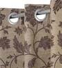Coffee Floral Cotton Blend 5 Ft Light Filtering Eyelet Window Curtain