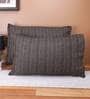 Coffee Striped 210TC Jute 17 x 27 Inches Pillow Covers (Set of 2)