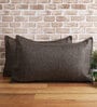 Coffee Patterned 210TC Jute 17 x 27 Inches Pillow Covers (Set of 2)