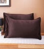 Coffee Solid 210TC Satin 17 x 27 Inches Pillow Covers (Set of 2)