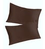 Coffee Solid 210TC Satin 17 x 27 Inch Pillow Covers (Set of 2)