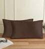 Coffee Solid 210TC Satin 17 x 27 Inch Pillow Covers (Set of 2)