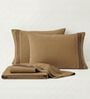 Coffee Brown 210 TC Cotton King Size Bedsheet with 2 Embroidered Pillow Covers