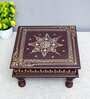Coffee Brown Hand Painted Wooden Pooja Chowki
