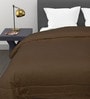 Coffee Brown Poly Cotton Striped 150 GSM Double Bed Comforter