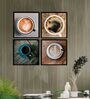 Coffee Brown Engineered Wood Framed Art Print Set of 4