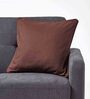 Coffee Cotton Solid 18x18 Inches Cushion Cover
