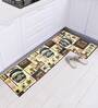 Coffee First Digital Printed Max Absorbant Kitchen Floor Runner with Mat Combo