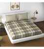 Coffee Floral 144 TC Microfiber Checkered Queen Sized Bedsheet Bedsheet 2 Pillow Heaven Collection