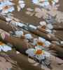 Coffee Floral 290 Tc Cotton Single Bedsheet With 1 Pillow Cover