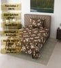 Coffee Floral 290 Tc Cotton Single Bedsheet With 1 Pillow Cover