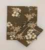 Coffee Floral 290 Tc Cotton Single Bedsheet With 1 Pillow Cover