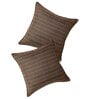 Coffee Jute Stripes 16x16 inches  Regular Cushion Covers  (2Pcs)