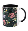 Coffee Mug Inside Colour With Black & Green Floral Print