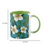 Coffee Mug Inside Colour With Green & White Mogra Print