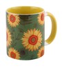 Coffee Mug Inside Colour With Green & Yellow Sunflower Print