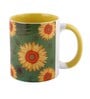 Coffee Mug Inside Colour With Green & Yellow Sunflower Print