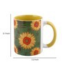 Coffee Mug Inside Colour With Green & Yellow Sunflower Print