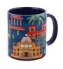 Coffee Mug Inside Colour With Navy Blue & House Print