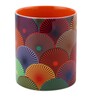 Coffee Mug Inside Colour With Orange & Multicolour Shell Print