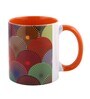 Coffee Mug Inside Colour With Orange & Multicolour Shell Print
