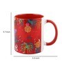 Coffee Mug Inside Colour With Red Floral Print