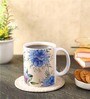 Coffee Mug With Beige & Blue Floral Print