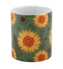 Coffee Mug With Green & Yellow Sunflower Print