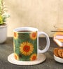 Coffee Mug With Green & Yellow Sunflower Print